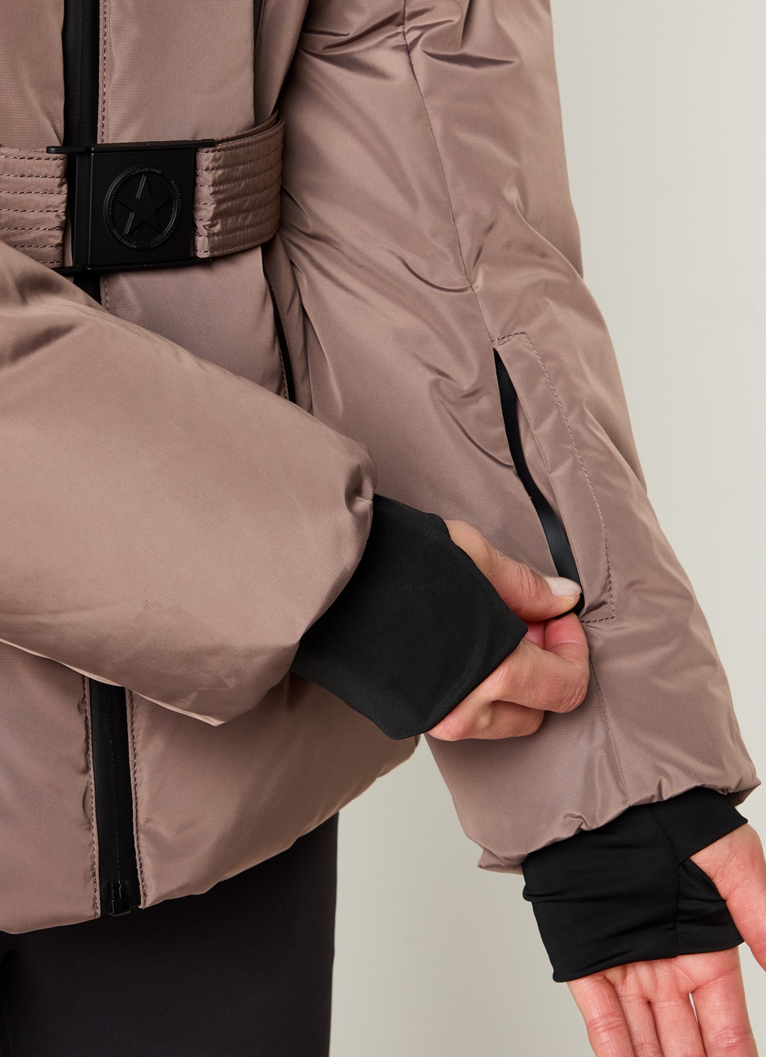 Airforce Hogadon ski-jas met ceintuur en waterafstotende coating - detail 5 lichtbruin