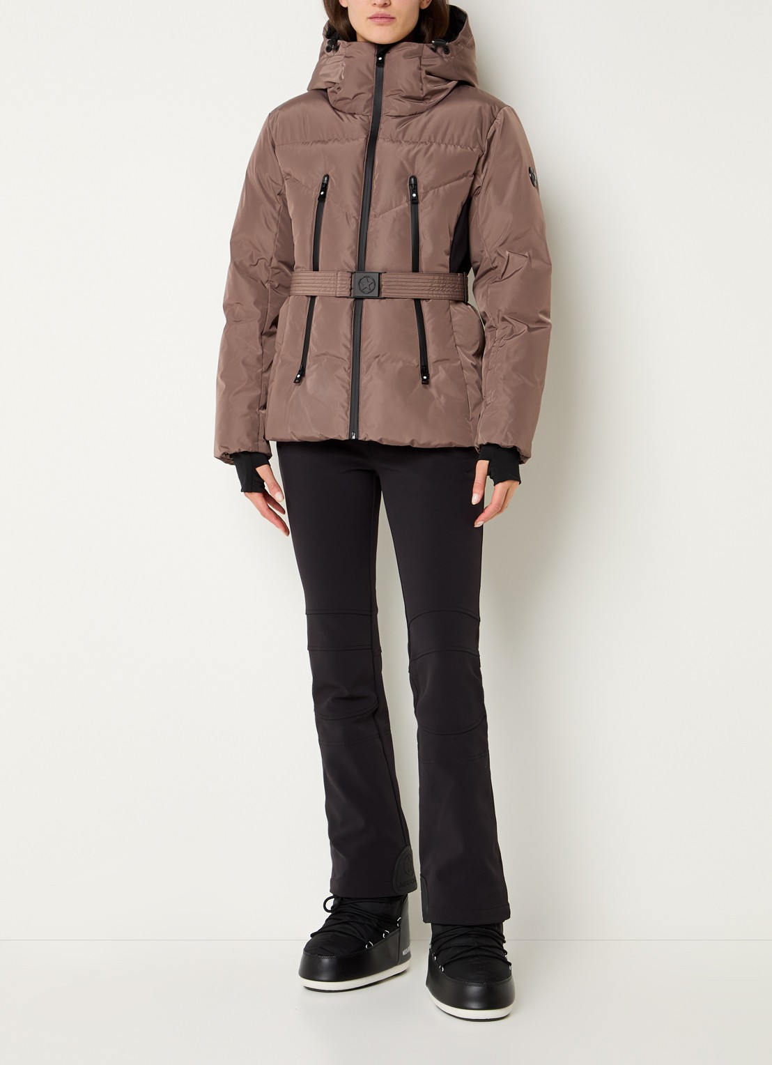 Airforce Hogadon ski-jas met ceintuur en waterafstotende coating - voorkant 3 lichtbruin