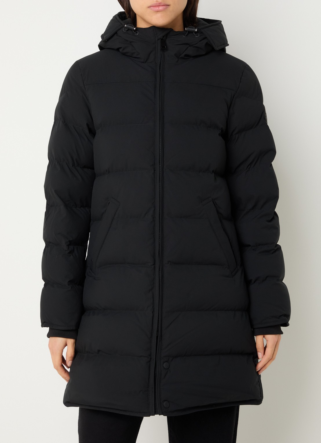 Airforce Jade puffer jas met capuchon en steekzakken - detail 4 zwart