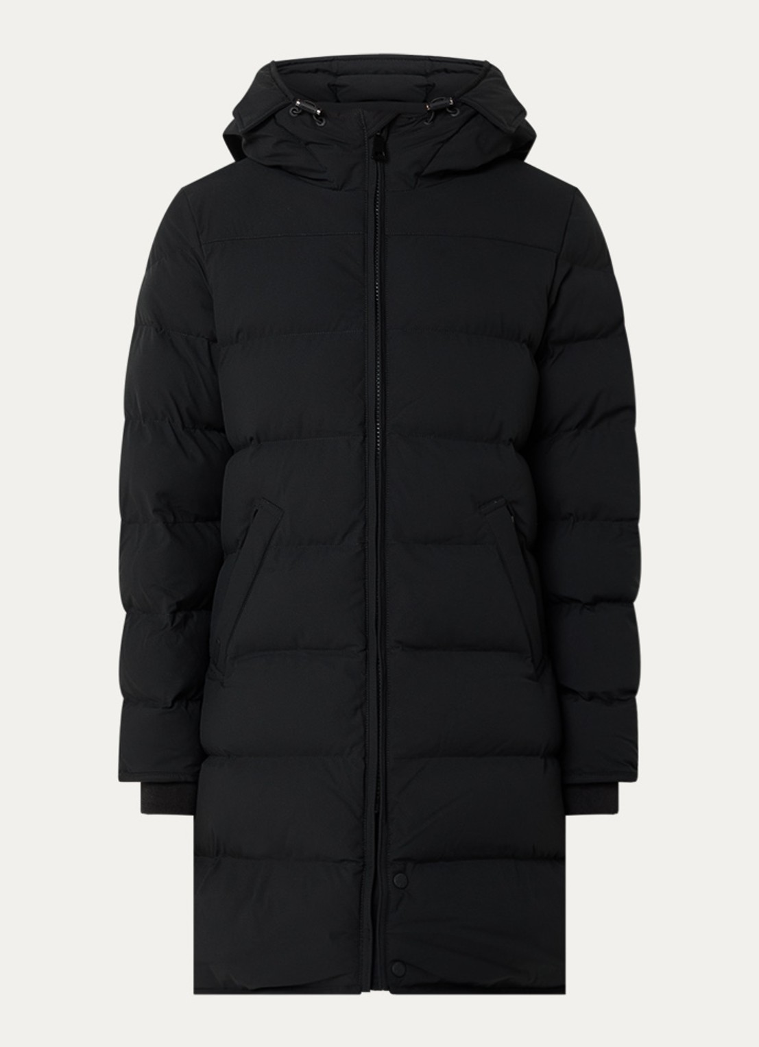 Airforce Jade puffer jas met capuchon en steekzakken - voorkant 2 zwart
