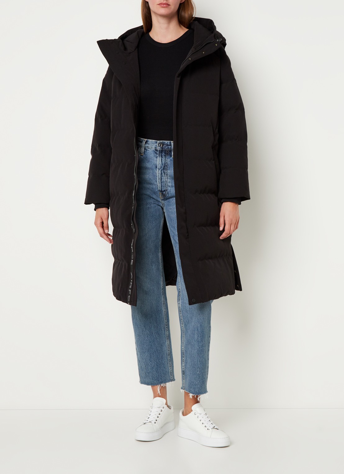 Airforce Janet gewatteerde parka van  polyester - voorkant 5 zwart