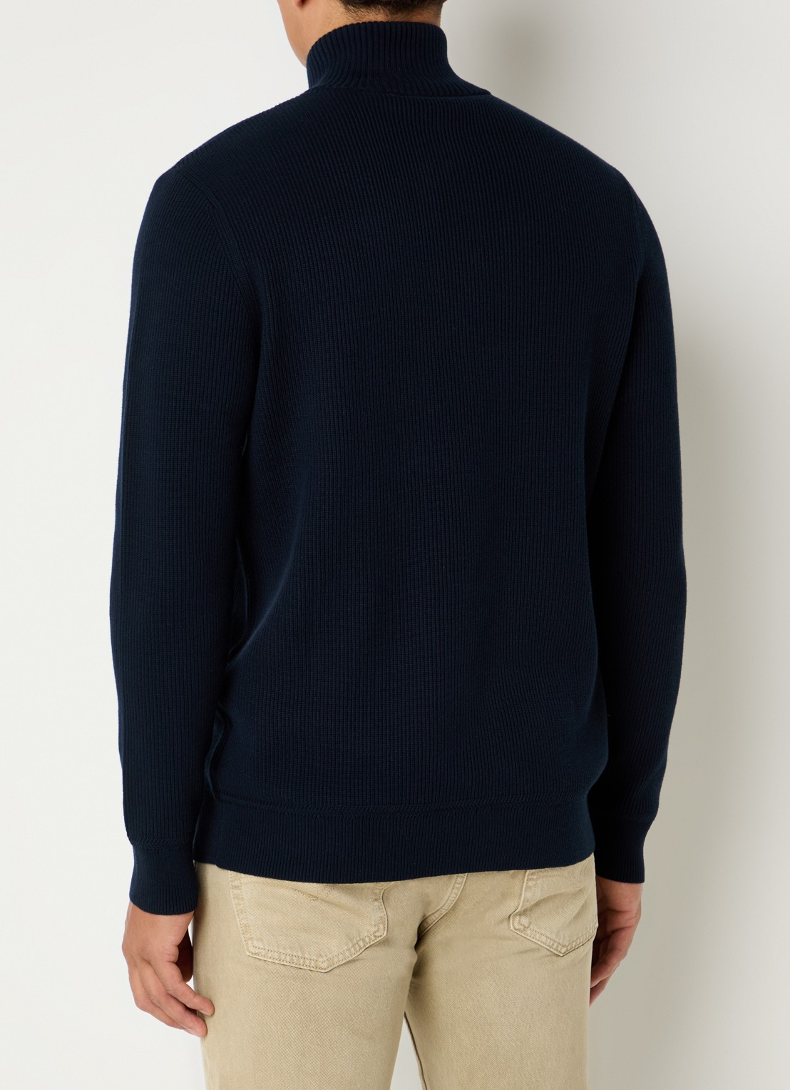 Airforce Kai ribgebreide trui met halve rits - achterkant 3 donkerblauw
