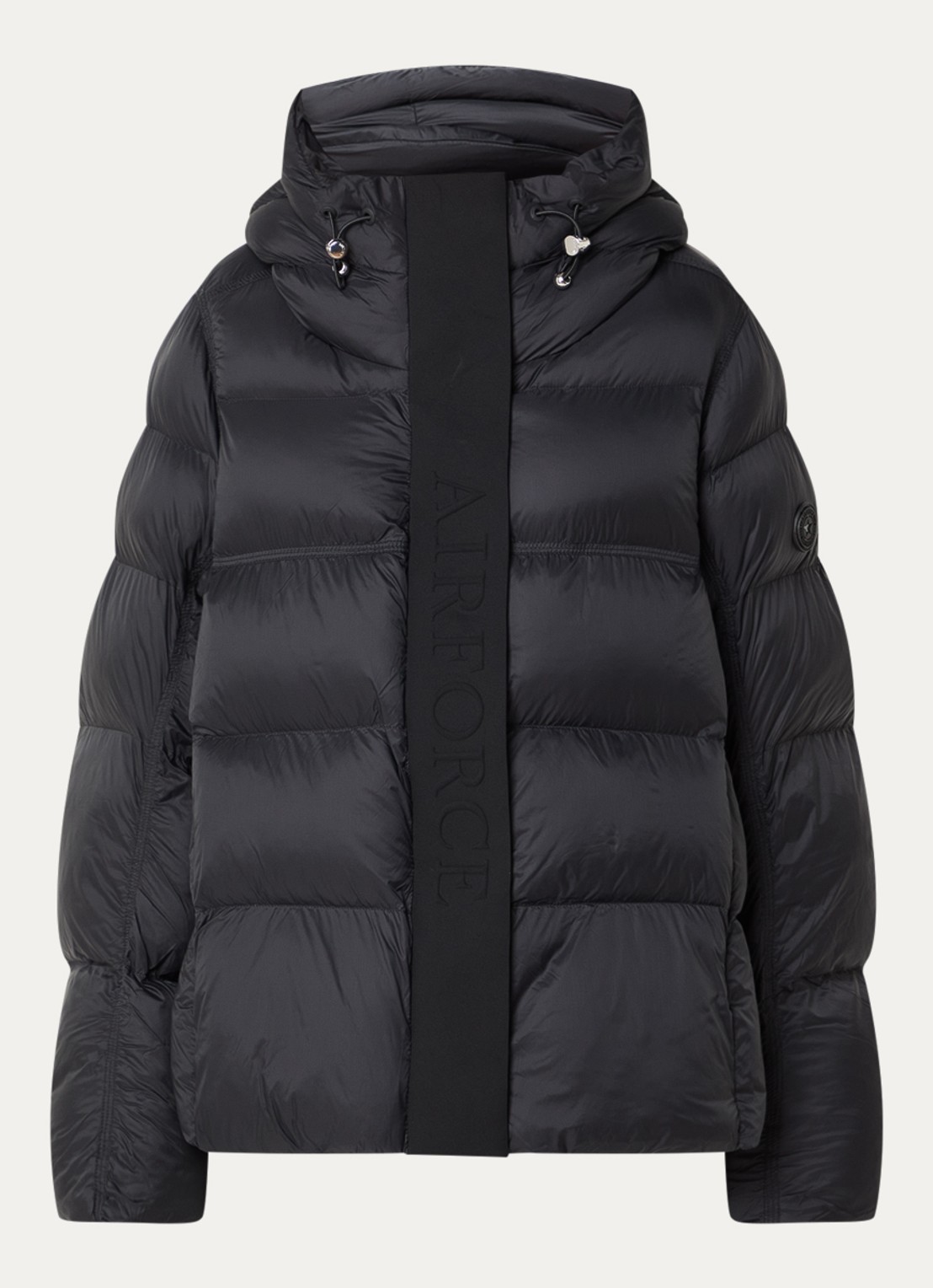 Airforce Kaia puffer jack met capuchon en logo - voorkant 3 zwart