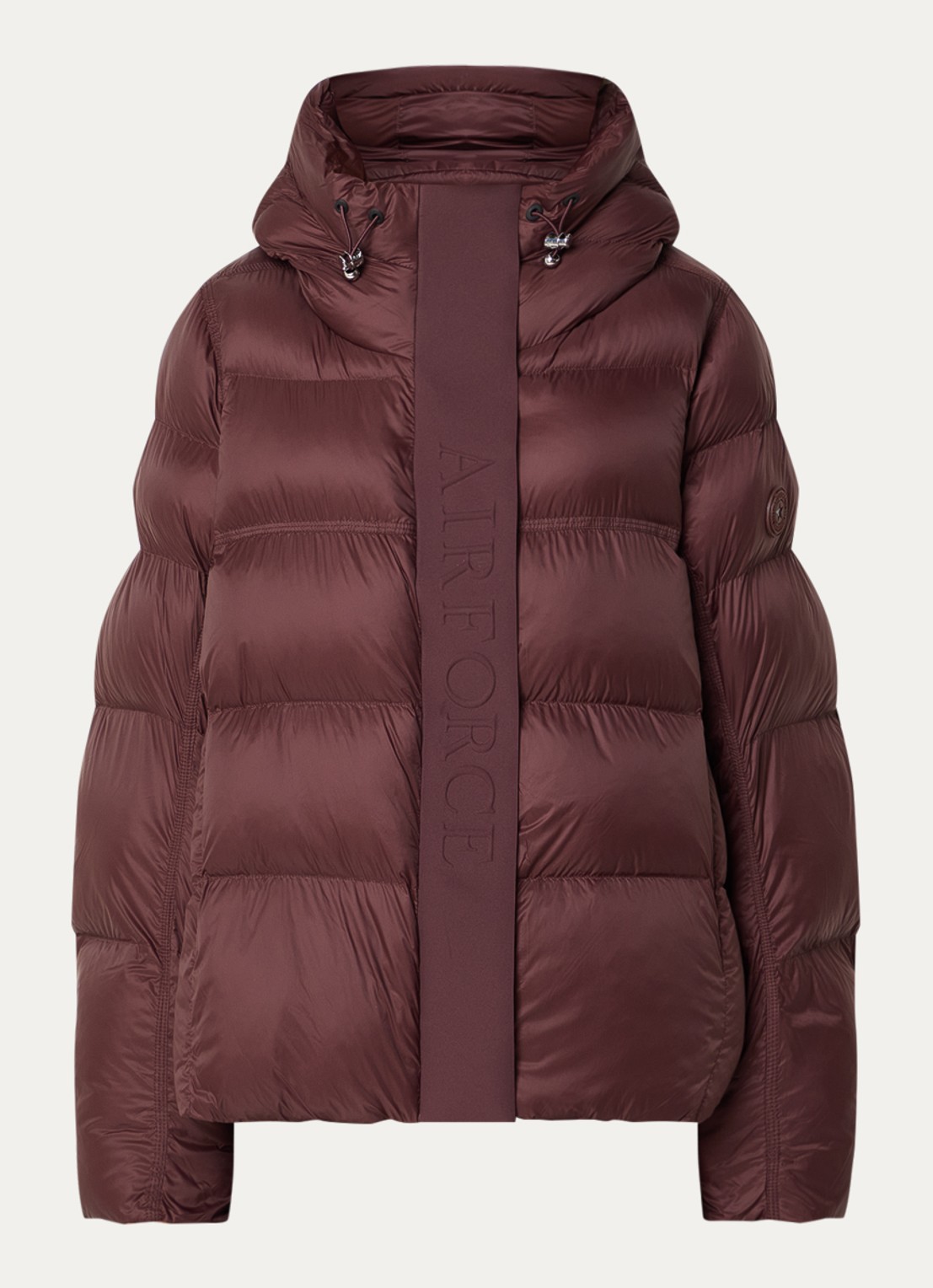 Airforce Kaia puffer jack met capuchon en logo - voorkant 3 roodbruin
