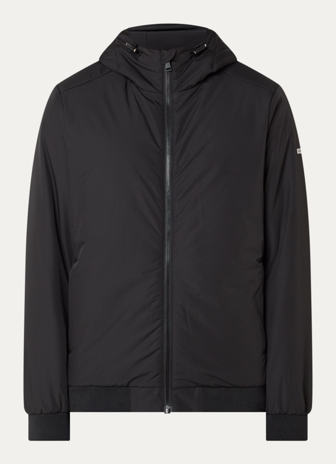 Airforce Larry gewatteerd bomberjack met capuchon en waterafstotende coating - voorkant 3 zwart