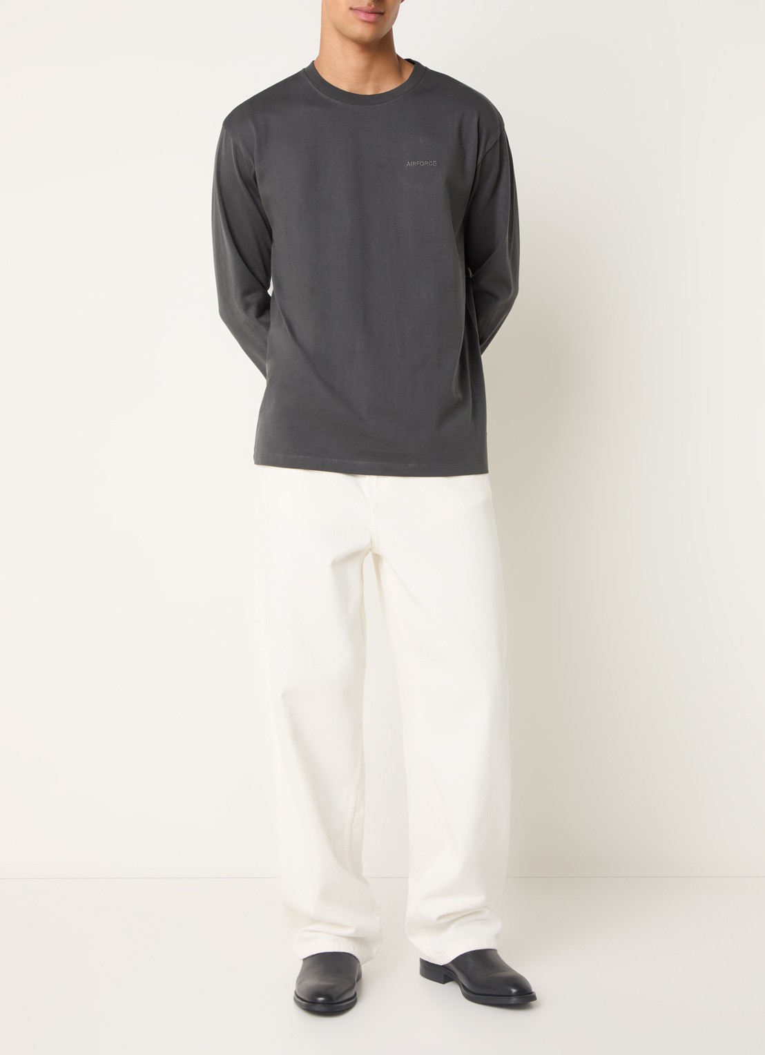 Airforce Longsleeve met logo - voorkant 2 antraciet