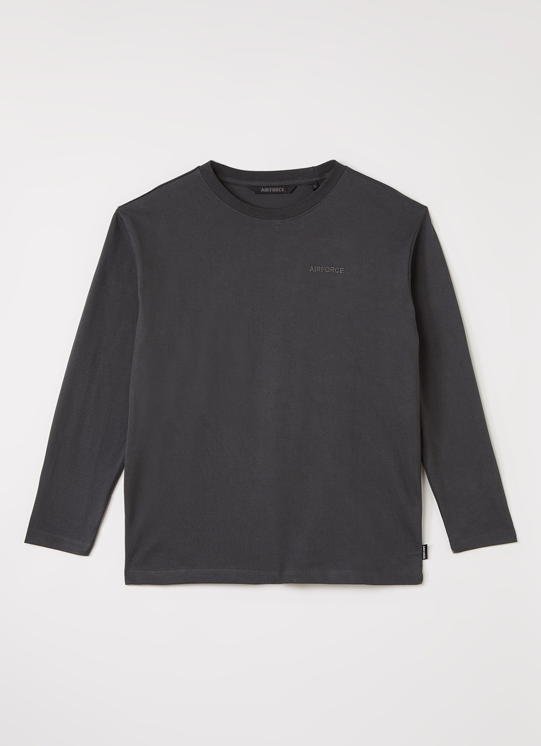 Airforce Longsleeve met logo - voorkant antraciet