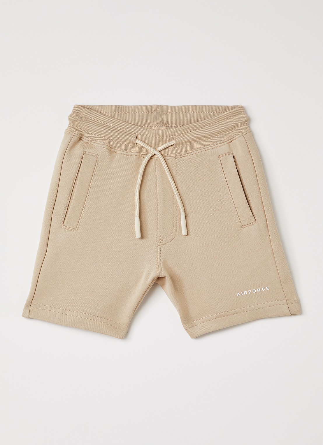 Airforce Loose fit korte joggingbroek - voorkant 3 beige