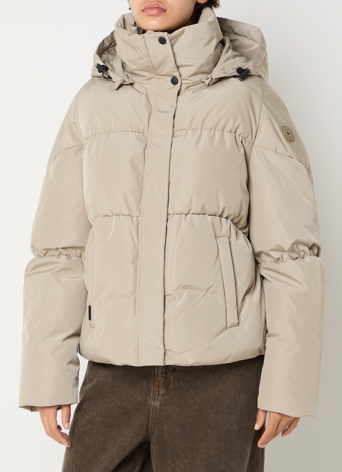 Airforce Maya puffer jack met steekzakken - detail 4 creme