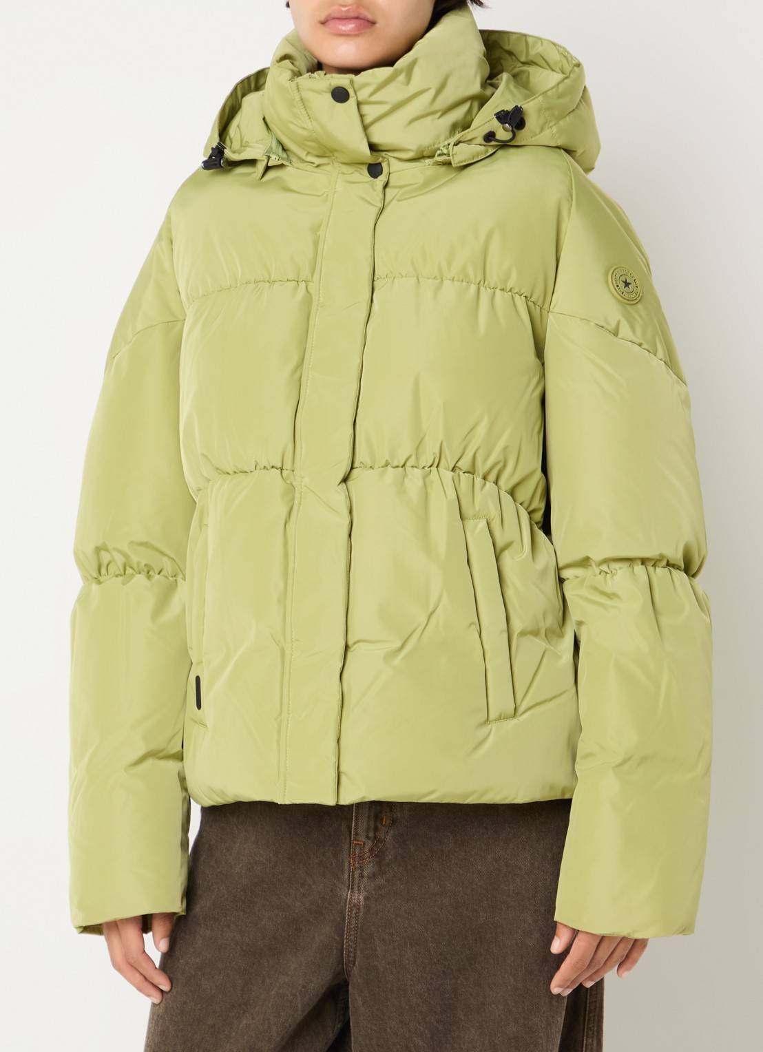 Airforce Maya puffer jack met steekzakken - detail felgroen
