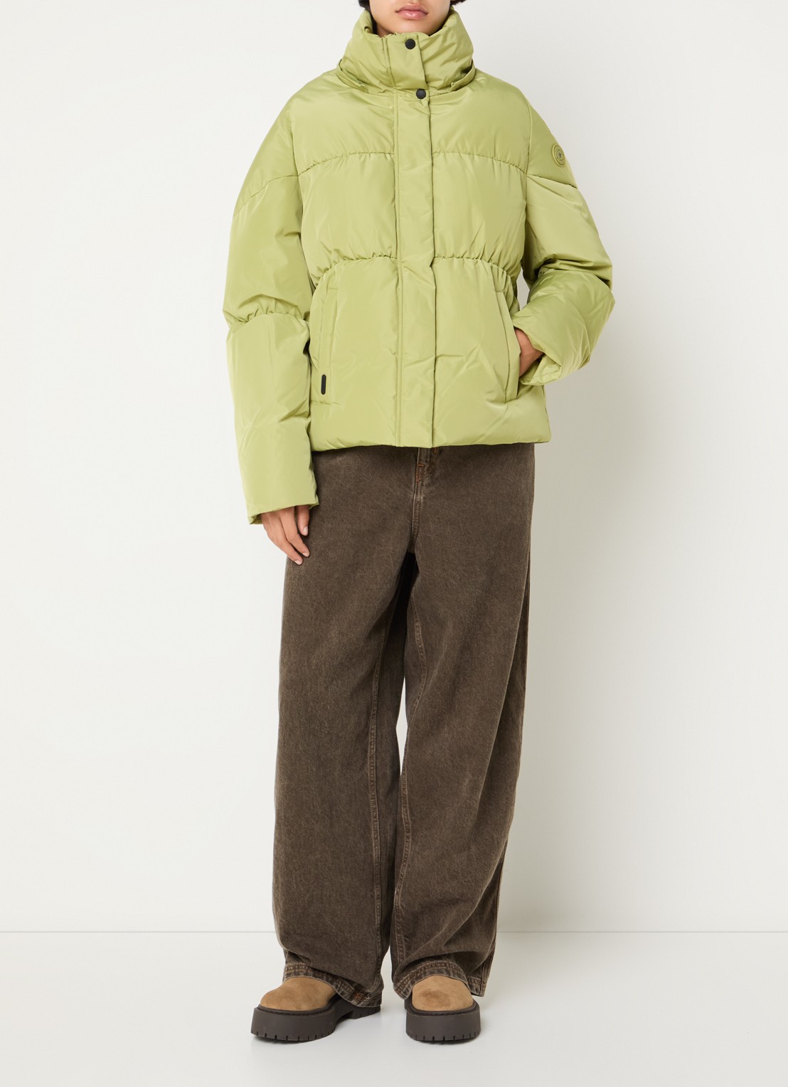 Airforce Maya puffer jack met steekzakken - voorkant 4 felgroen