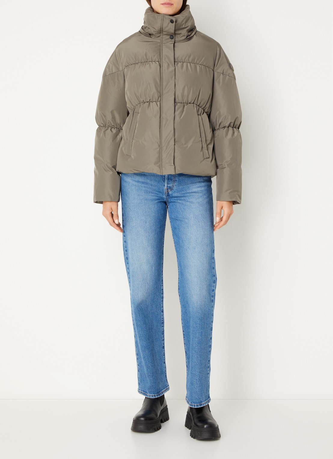 Airforce Maya puffer jack met steekzakken - voorkant 2 olijfgroen