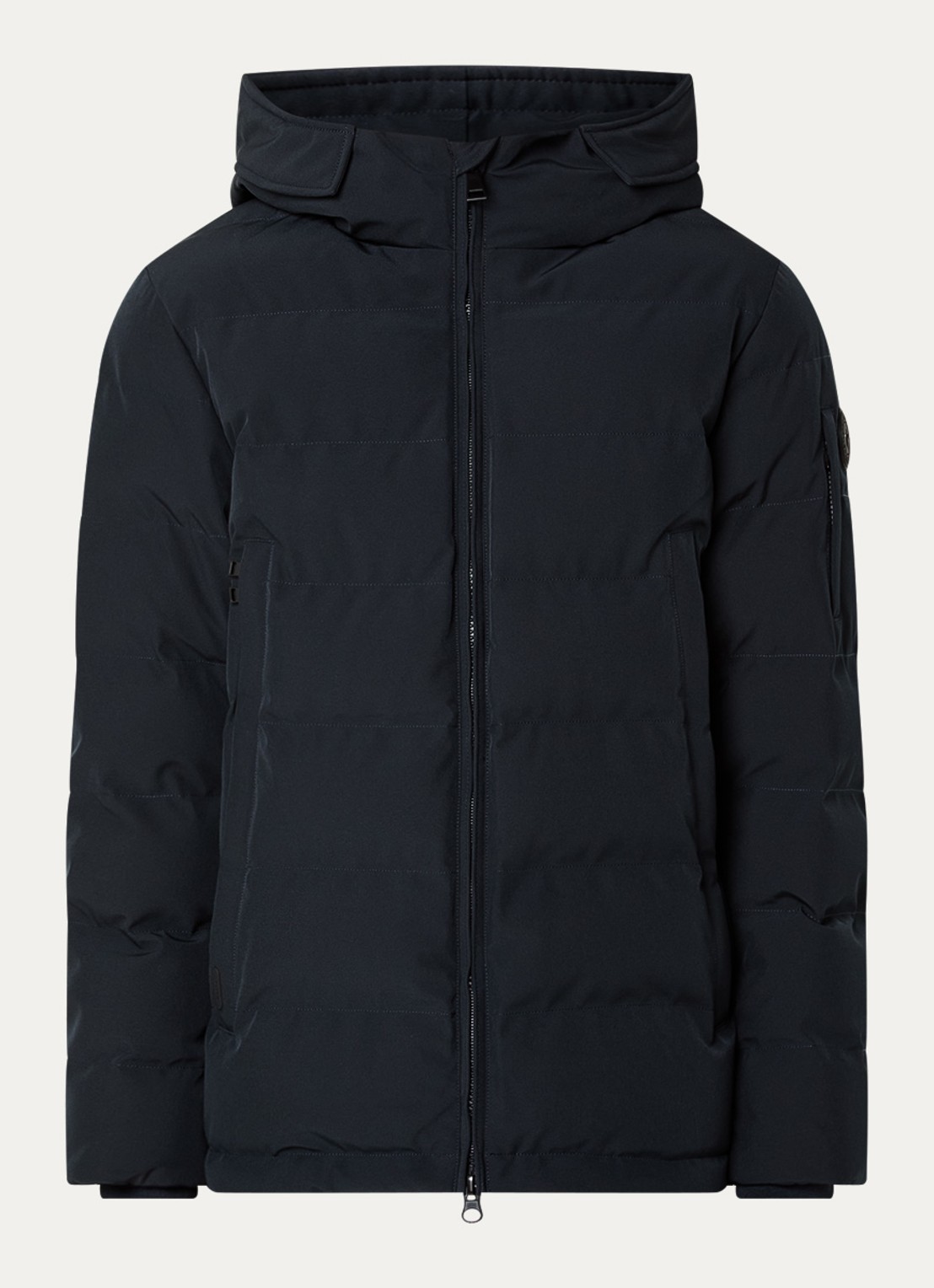 Airforce Mitchel gewatteerde jas met capuchon en ritszakken - voorkant 2 donkerblauw