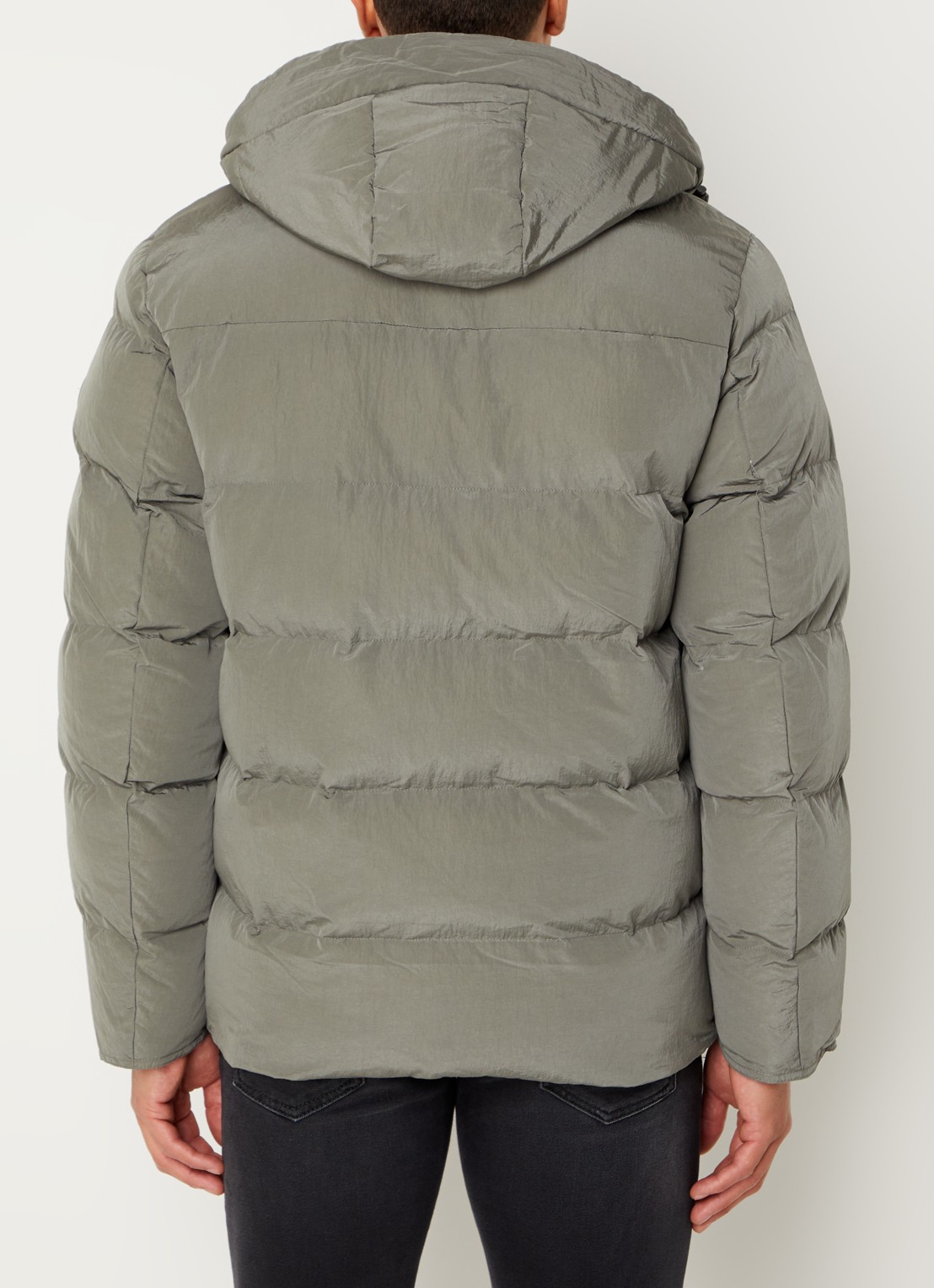 Airforce Morris puffer jack met logo en opbergbare capuchon - achterkant grijs
