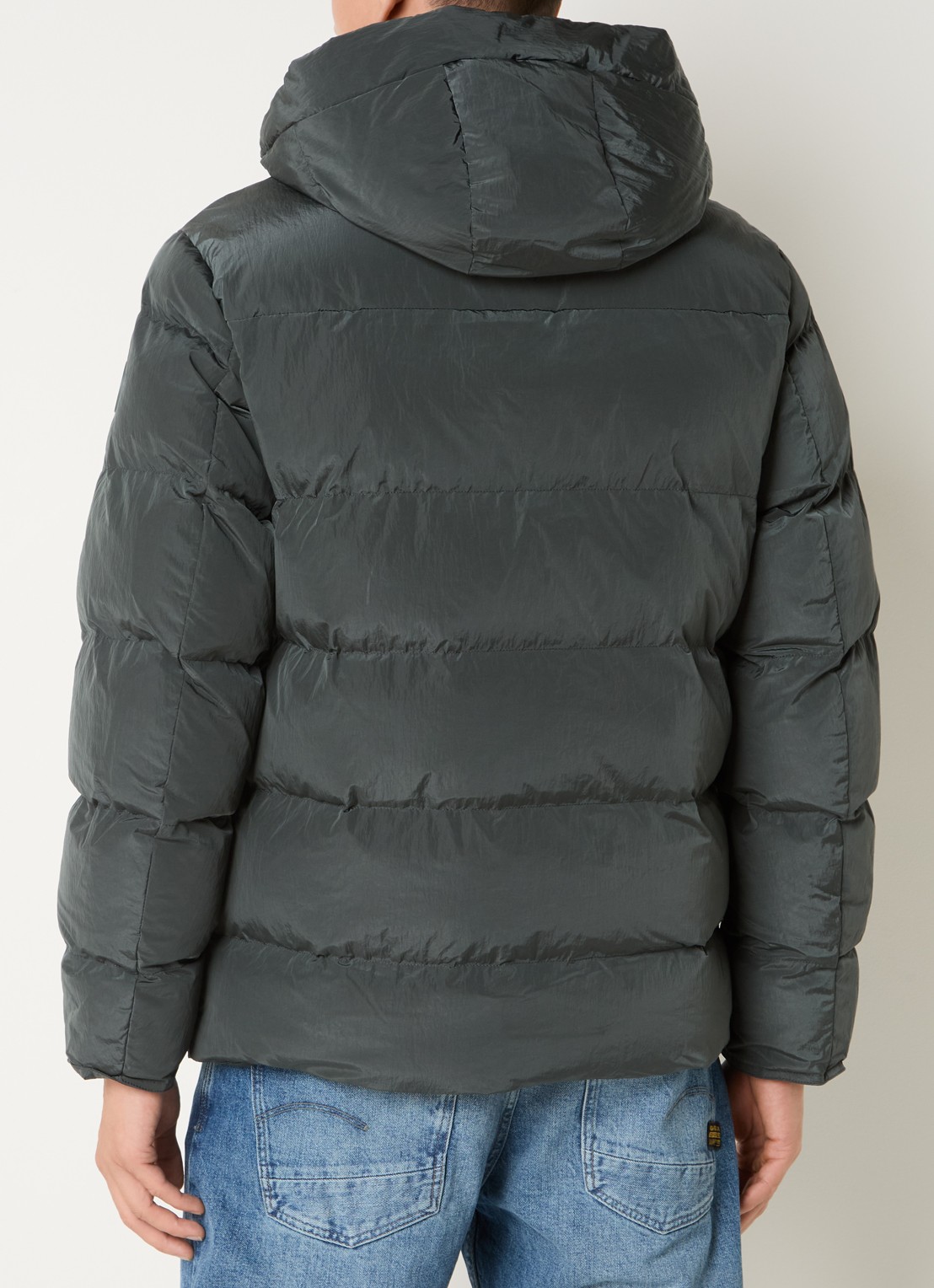 Airforce Morris puffer jack met logo en opbergbare capuchon - achterkant 4 olijfgroen