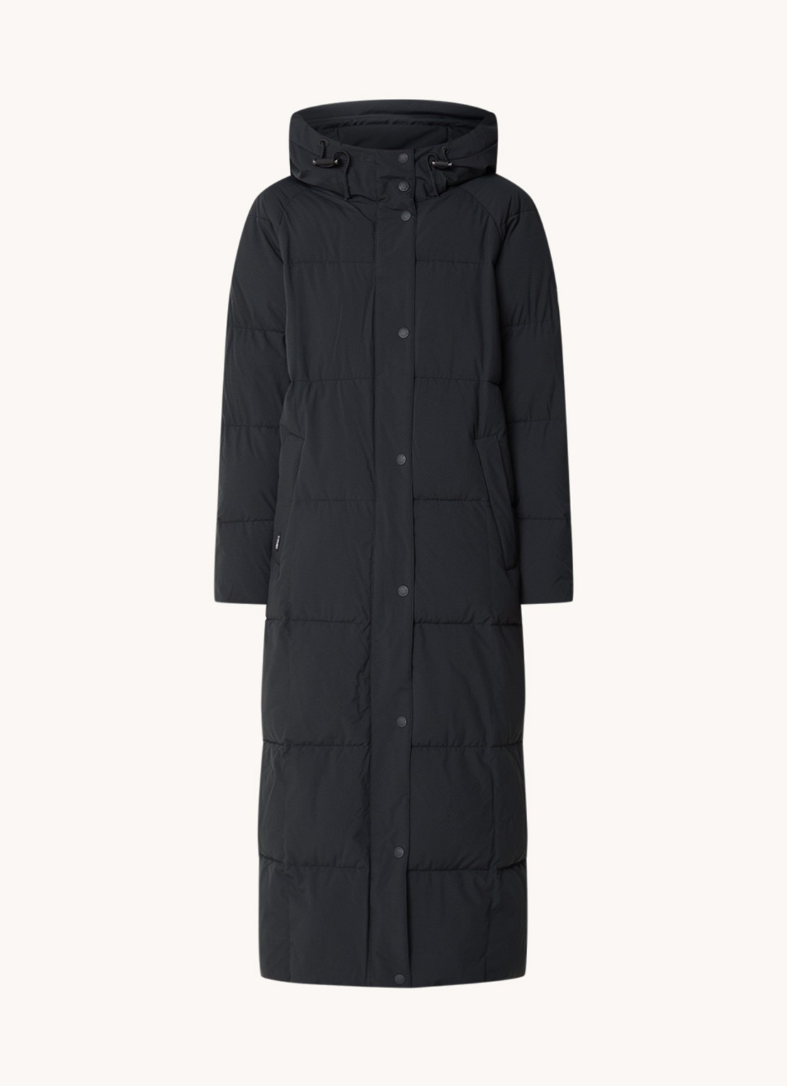 Airforce Nia longline puffer jas met ritszakken en capuchon - voorkant 3 zwart