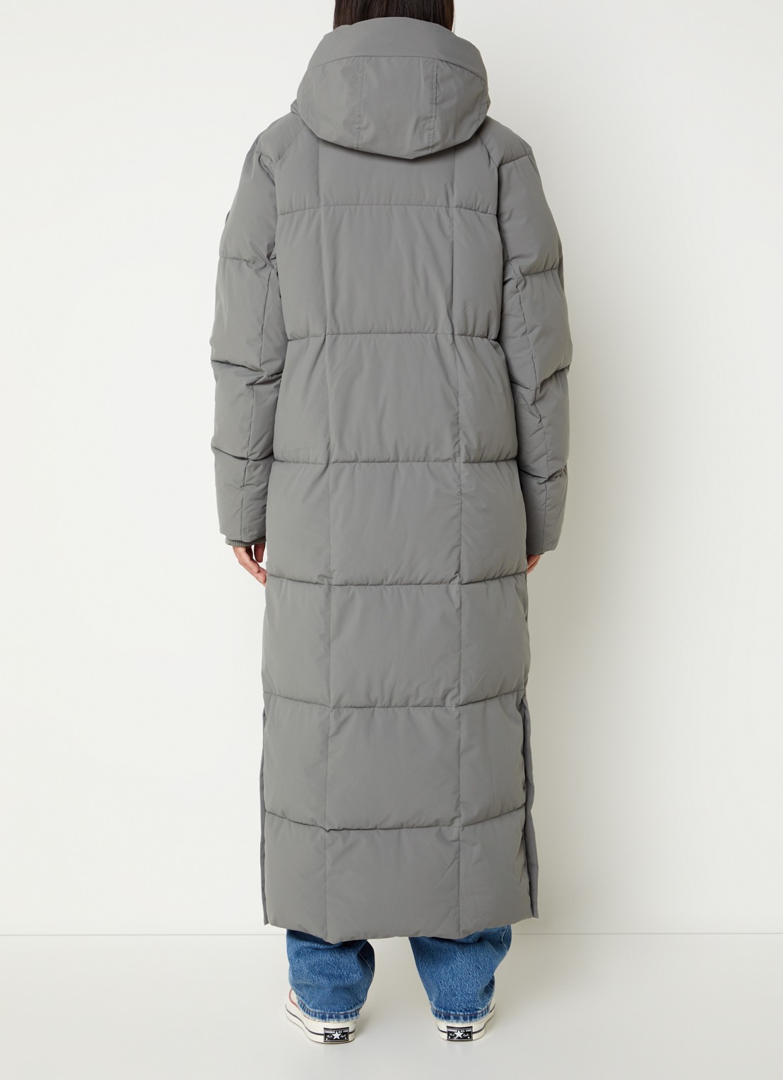 Airforce Nia longline puffer jas met ritszakken en capuchon - achterkant 4 grijs