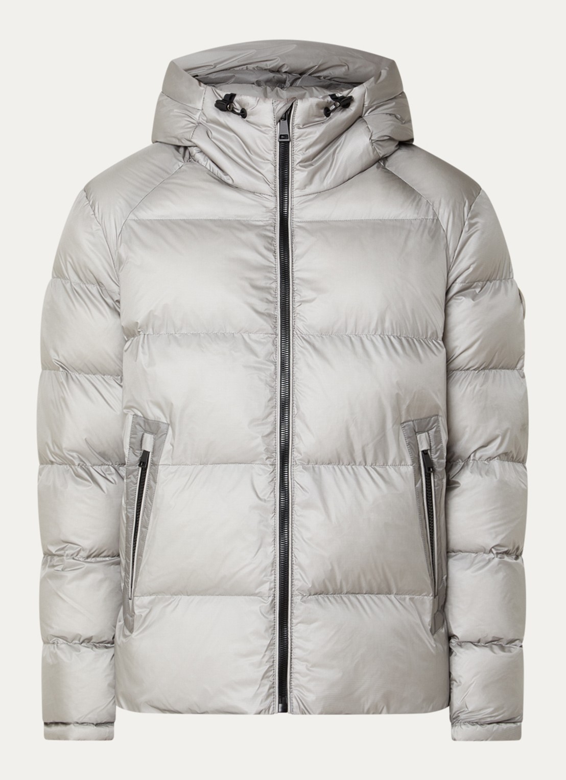 Airforce Puffer jack met capuchon en ritszakken - voorkant 3 lichtgrijs