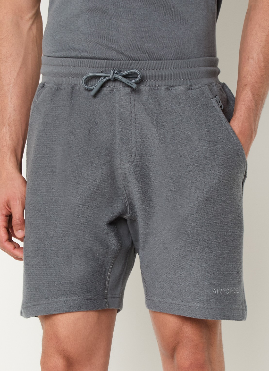Airforce Regular fit korte joggingbroek van  katoen - detail 4 grijs