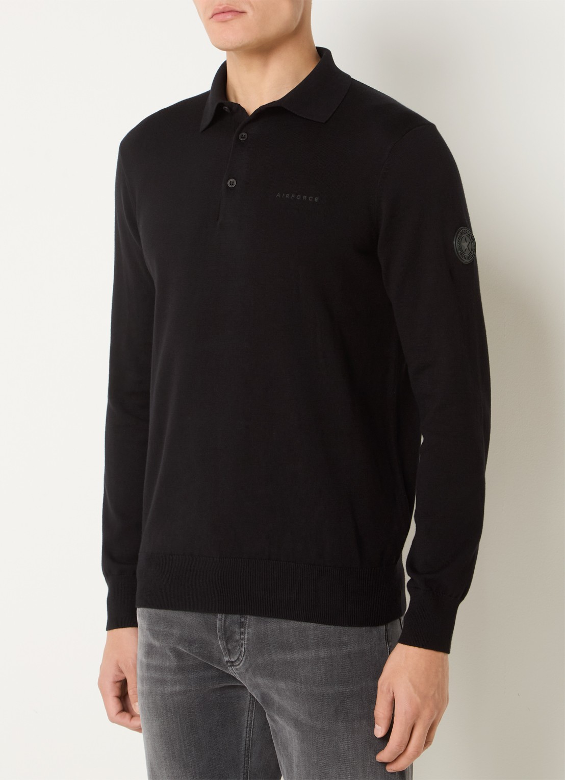 Airforce Regular fit polo met logo - detail zwart