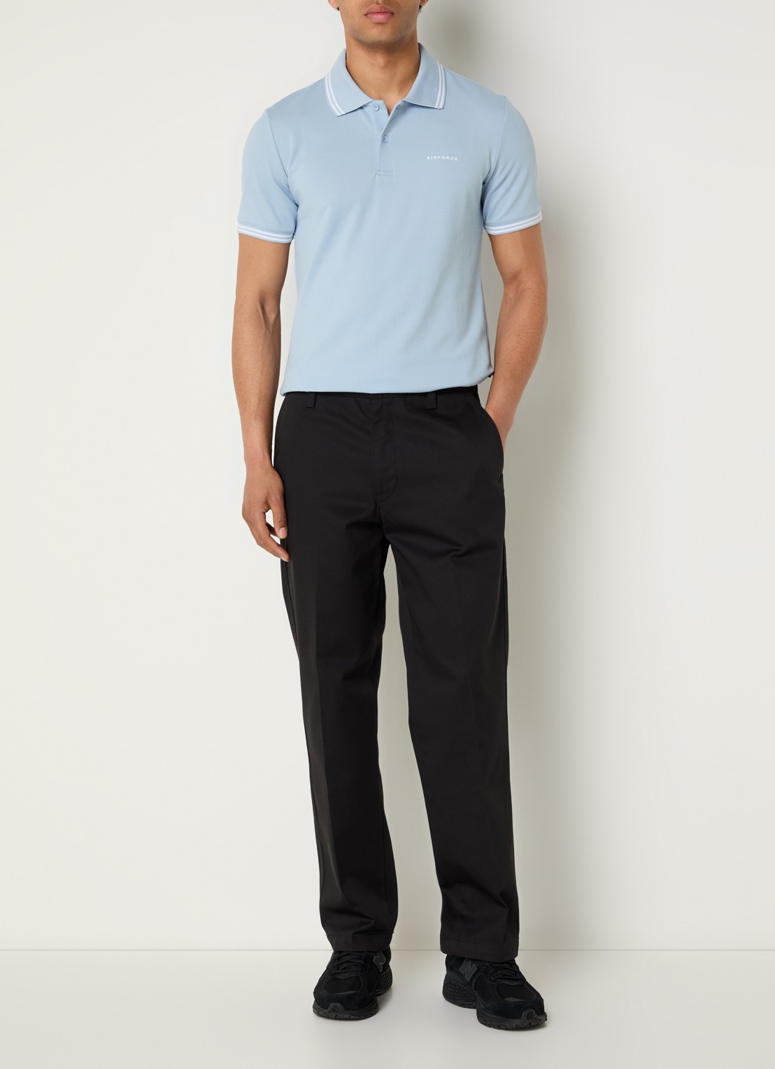 Airforce Regular fit polo met logoprint - voorkant 2 blauwgrijs