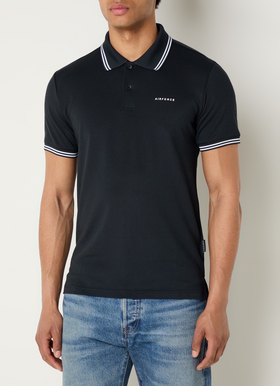 Airforce Regular fit polo met logoprint - detail 4 antraciet