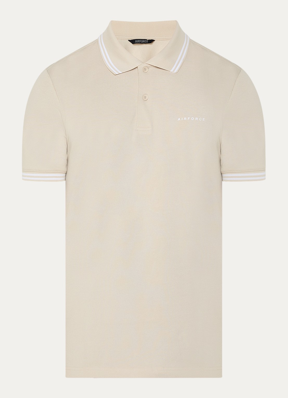 Airforce Regular fit polo met logoprint - voorkant 3 beige