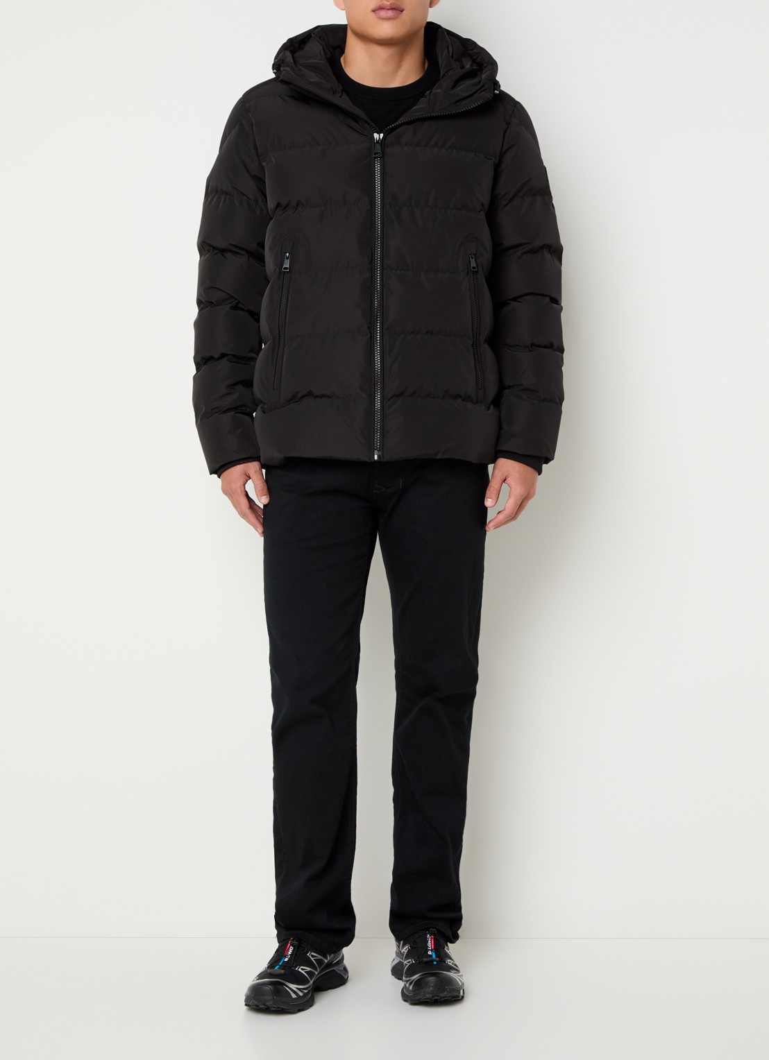 Airforce Robin puffer jack met capuchon - voorkant 2 zwart