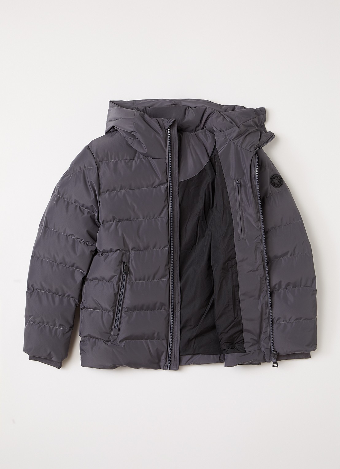 Airforce Robin puffer jack met capuchon - voorkant 3 grijs