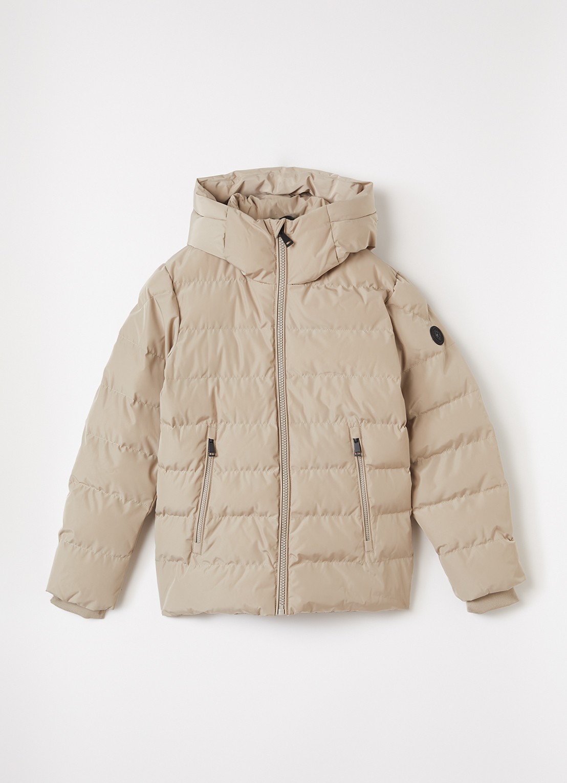 Airforce Robin puffer jack met capuchon - voorkant beige