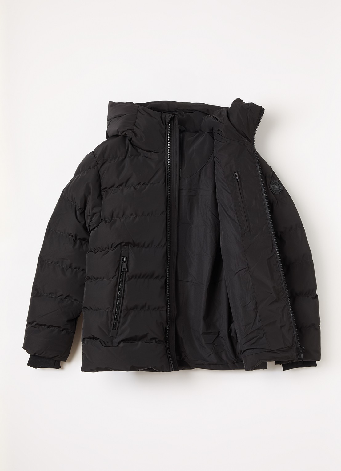 Airforce Robin puffer jack met ritszakken - voorkant 3 zwart