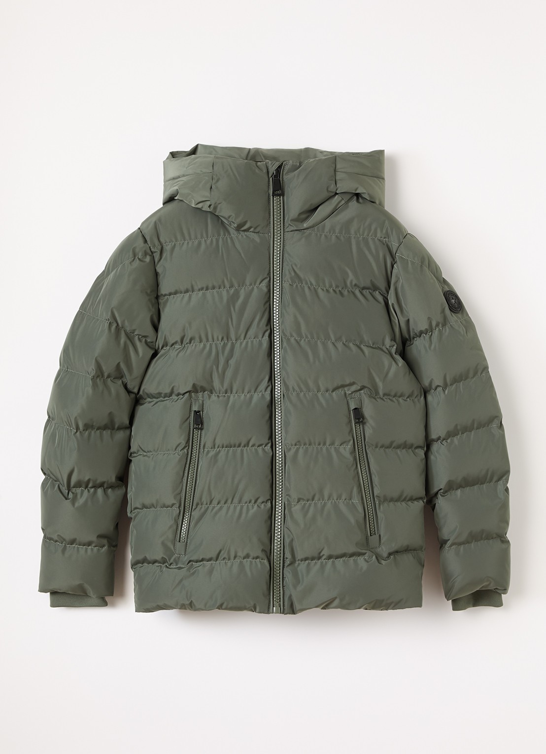 Airforce Robin puffer jack met ritszakken - voorkant 2 olijfgroen