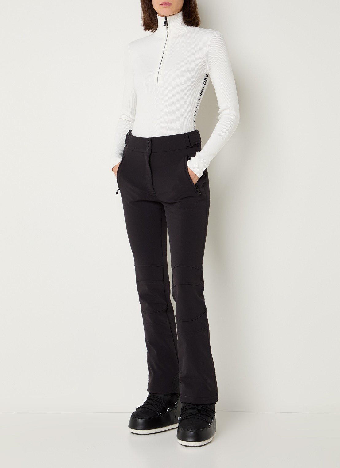 Airforce Ruby ribgebreide skipully met halve rits - voorkant 4 wit