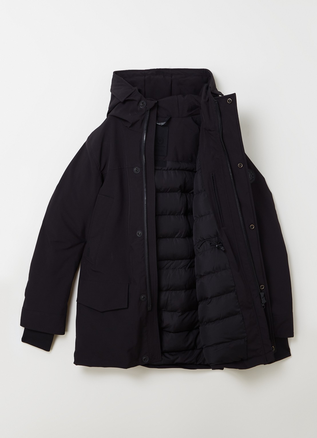 Airforce Snow gewatteerde parka met capuchon  - voorkant 3 zwart