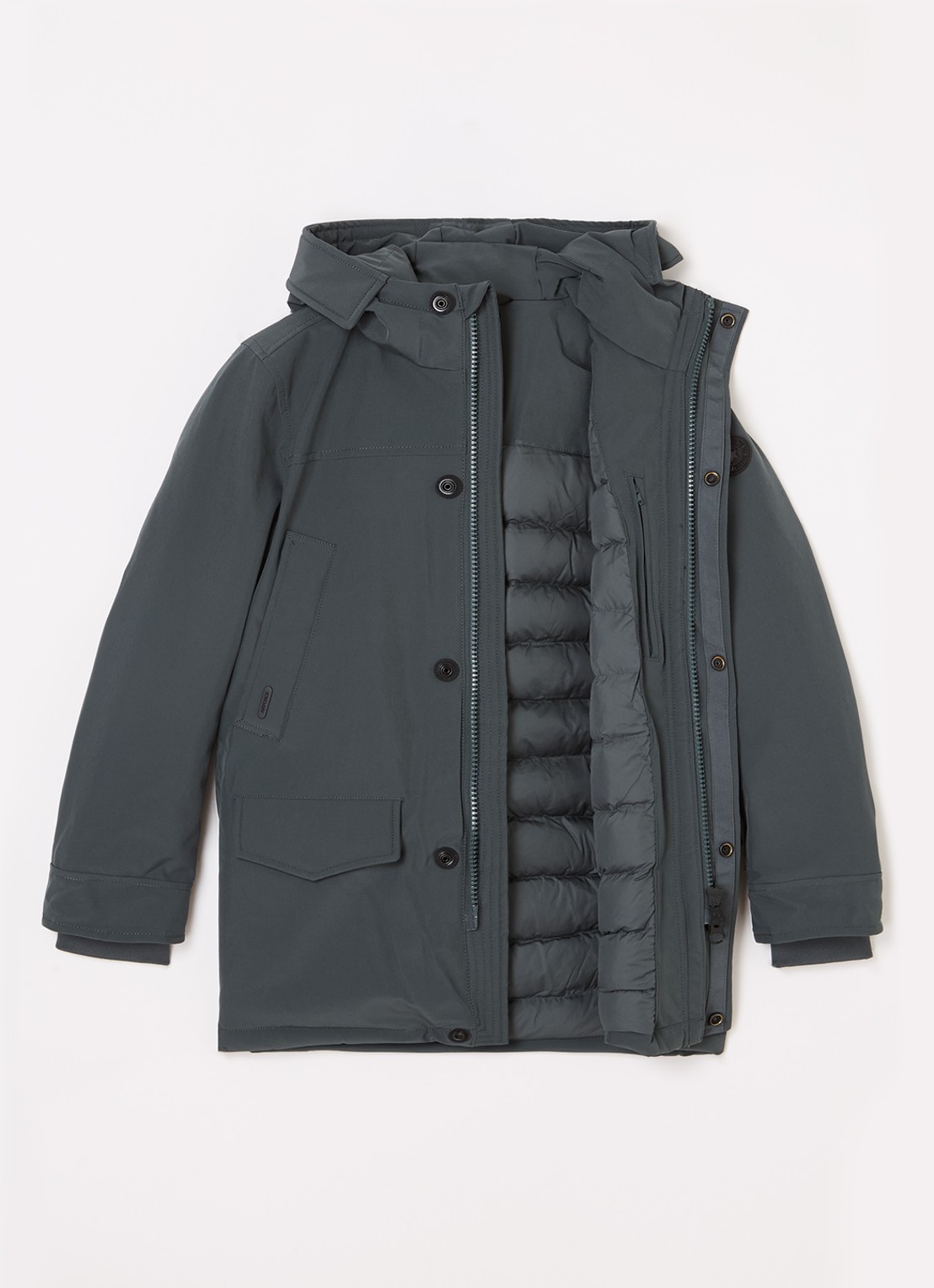 Airforce Snow gewatteerde parka met capuchon  - voorkant 2 olijfgroen