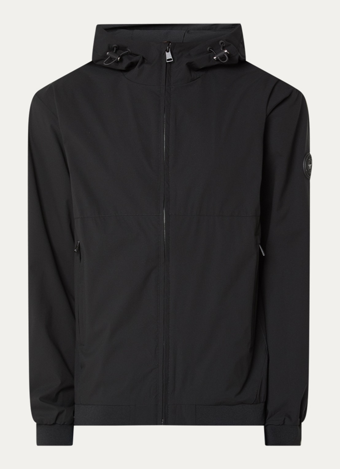 Airforce Softshell jack met capuchon en ritszakken - voorkant 3 zwart