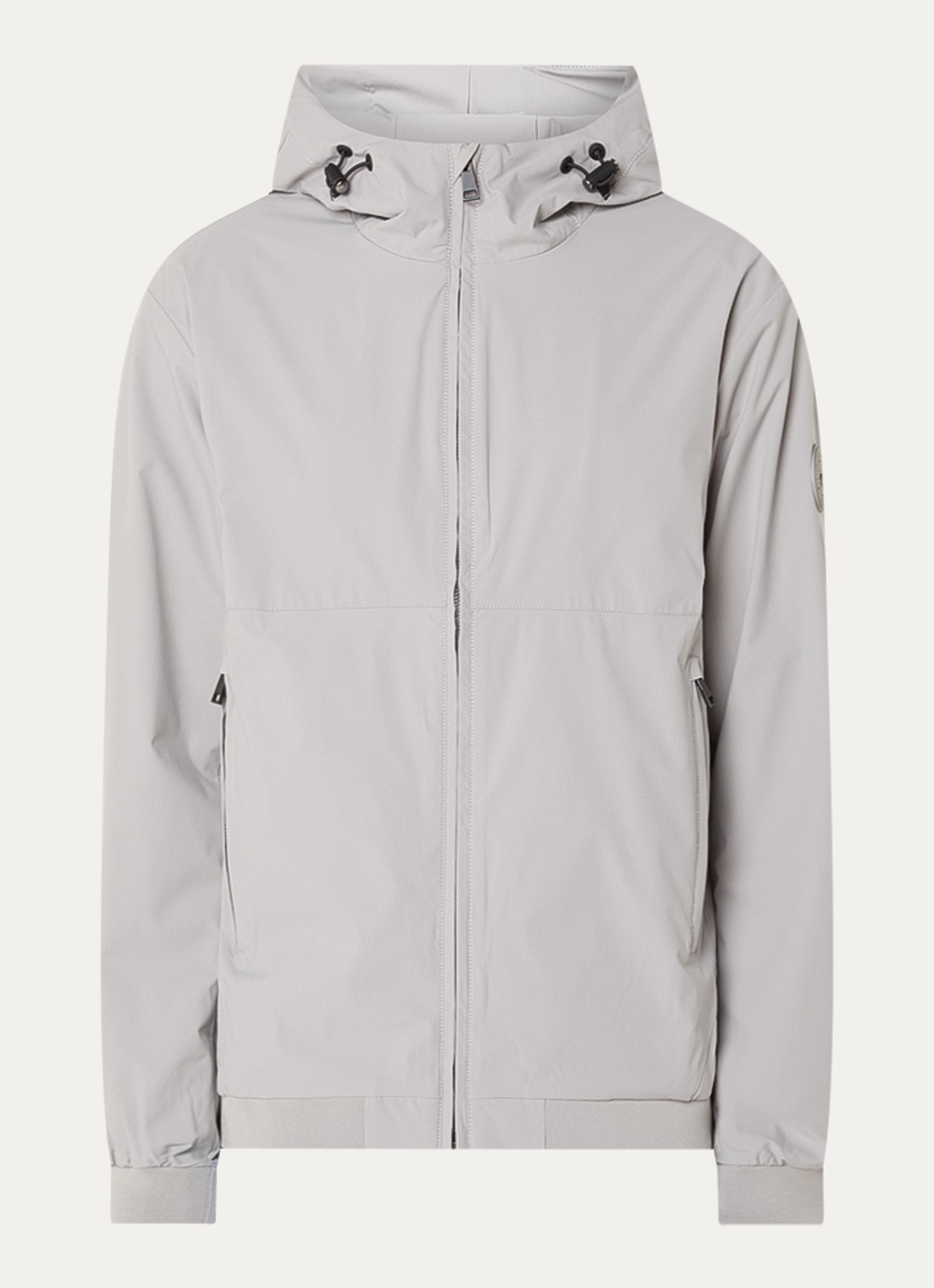 Airforce Softshell jack met capuchon en ritszakken - voorkant lichtgrijs