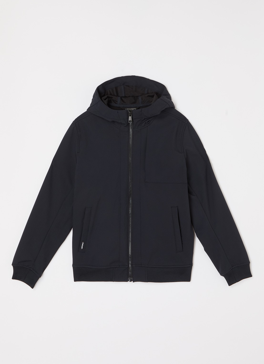 Airforce Softshell jack met ritszakken en capuchon - voorkant donkerblauw
