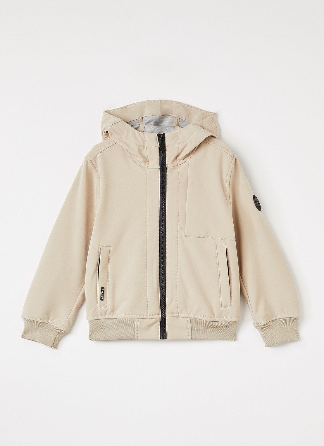 Airforce Softshell jack met ritszakken en capuchon - voorkant 3 beige