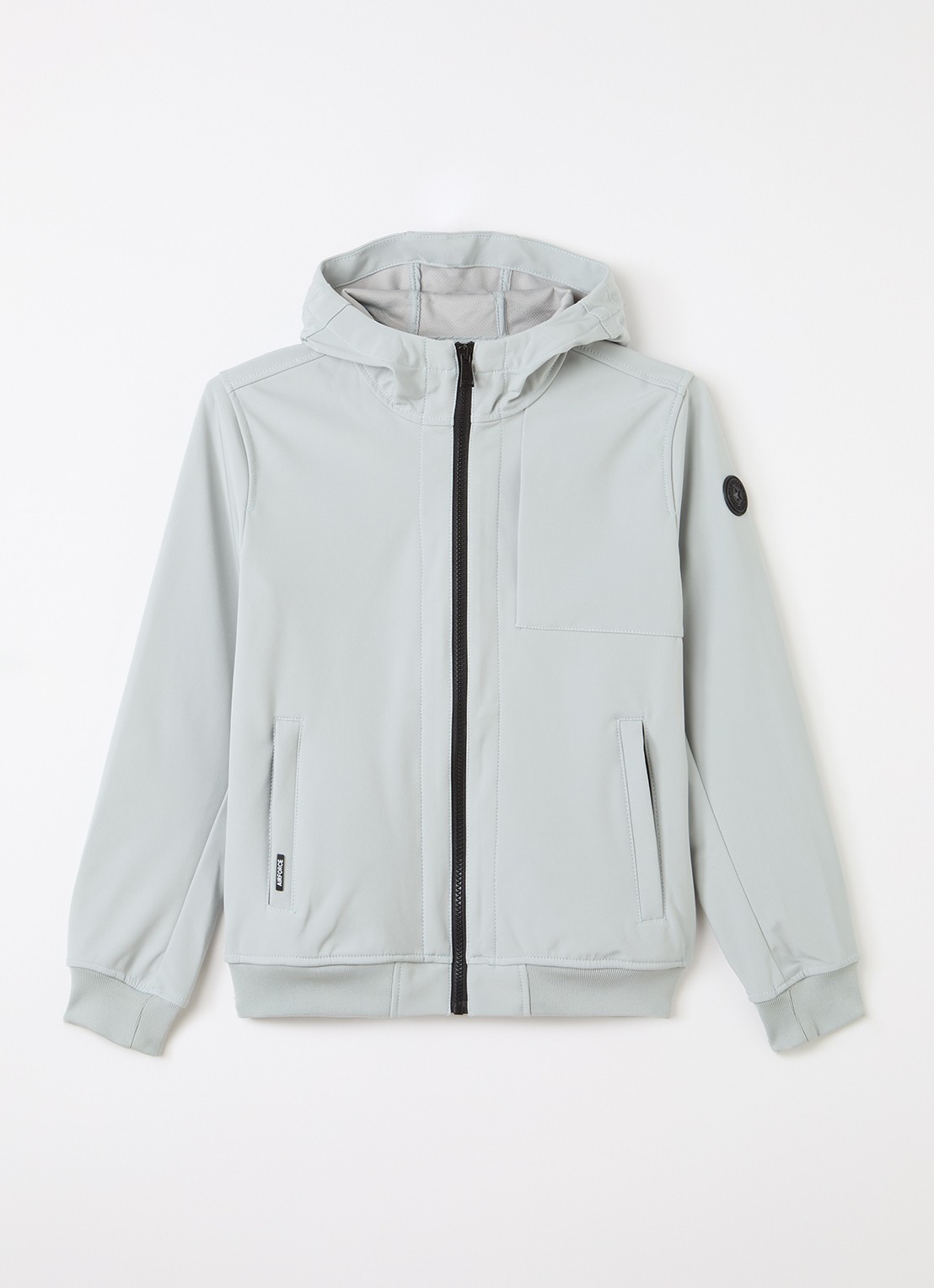 Airforce Softshell jack met ritszakken en capuchon - voorkant 3 lichtgrijs