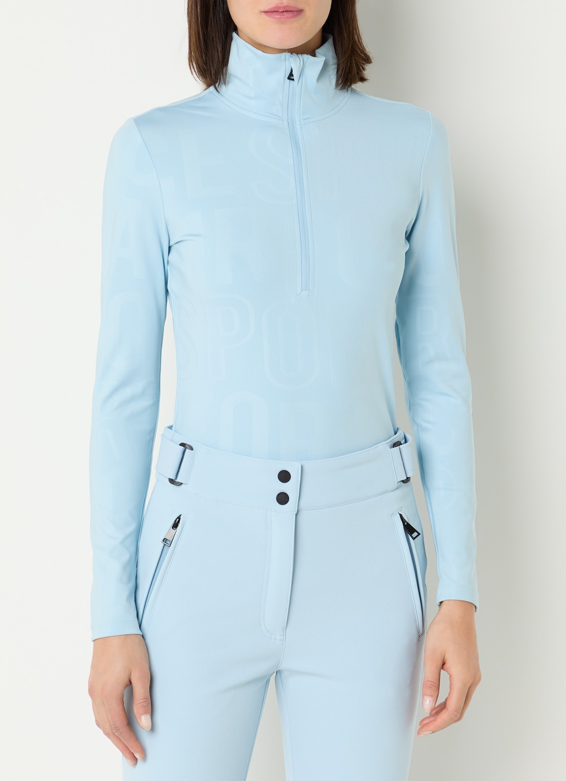 Airforce Squaw Vally skipully met halve rits en print - detail 4 lichtblauw