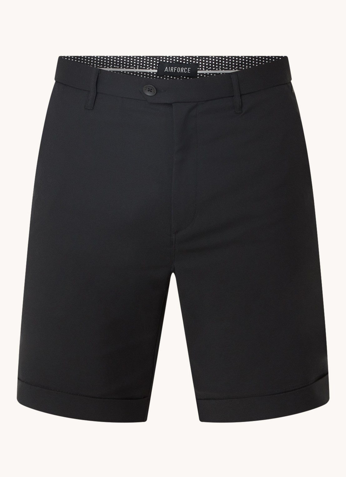Airforce Straight fit korte chino met steekzakken  - voorkant 3 zwart