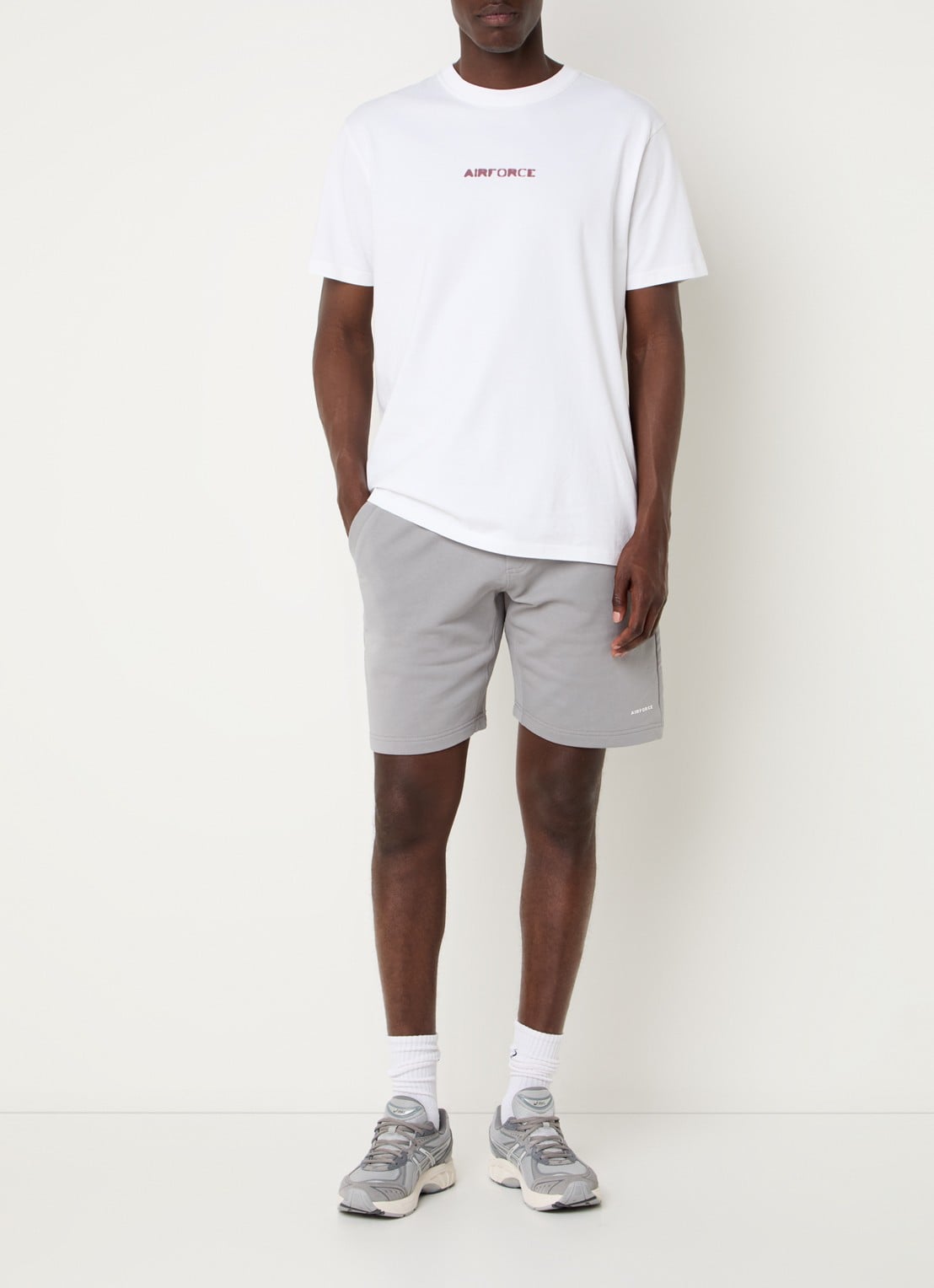 Airforce Straight fit korte joggingbroek met logo - voorkant 2 grijs