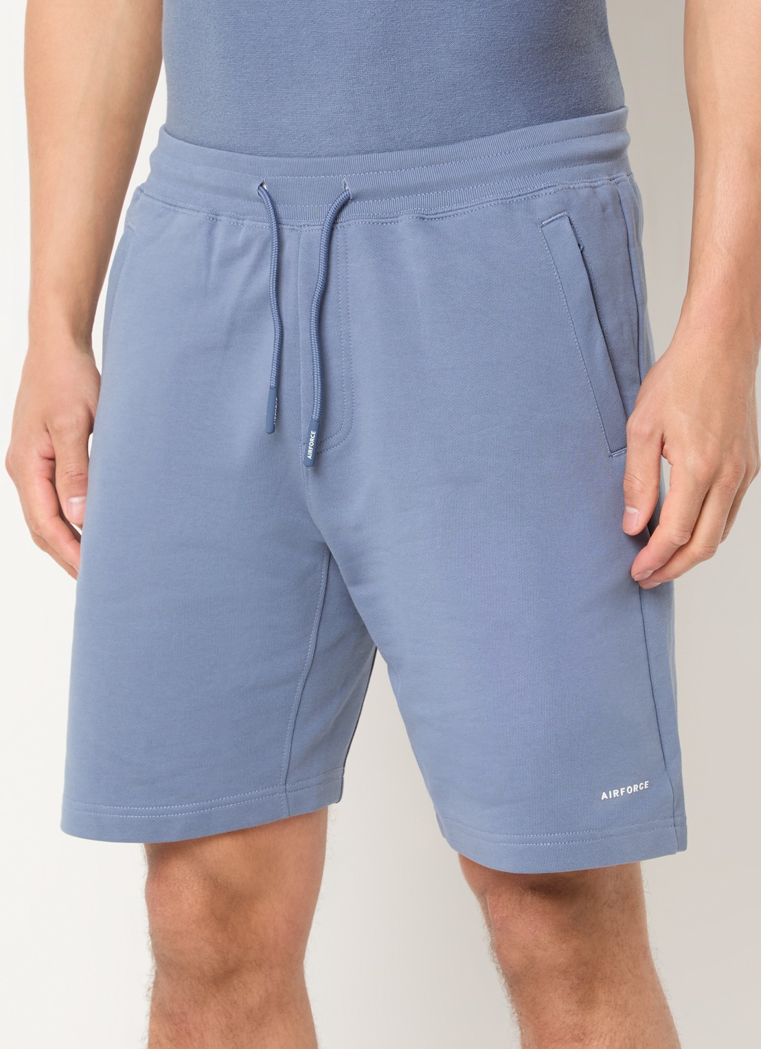 Airforce Straight fit korte joggingbroek met logo - detail 4 staalblauw