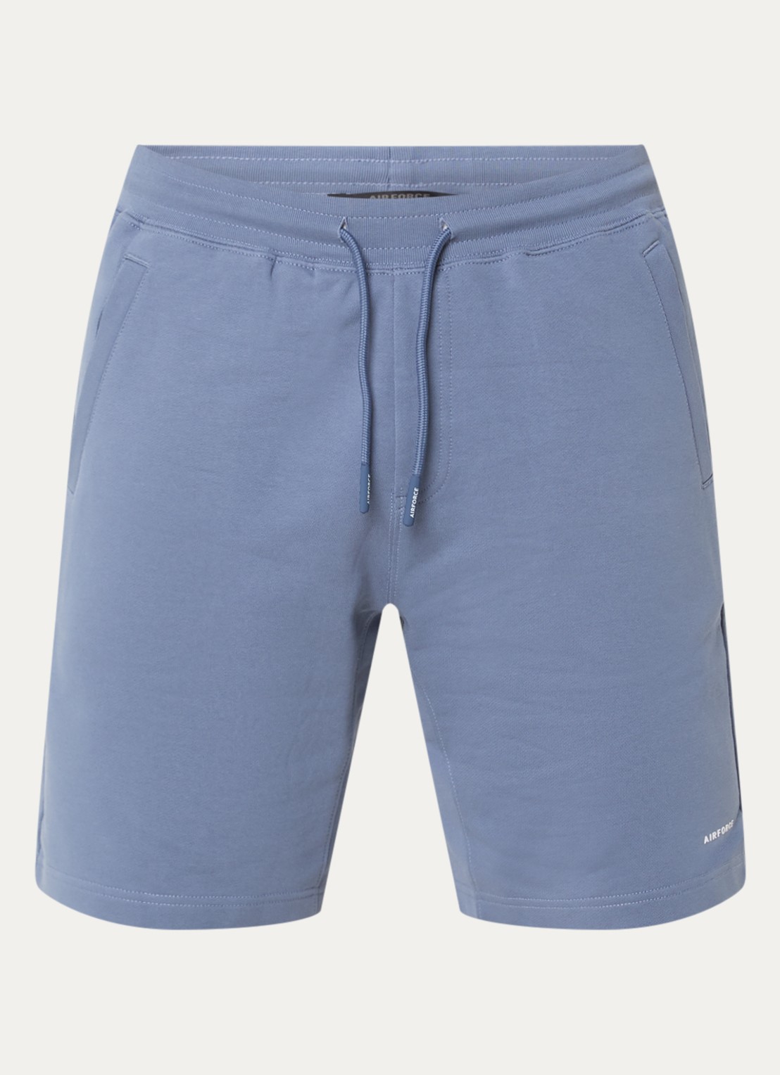 Airforce Straight fit korte joggingbroek met logo - voorkant staalblauw