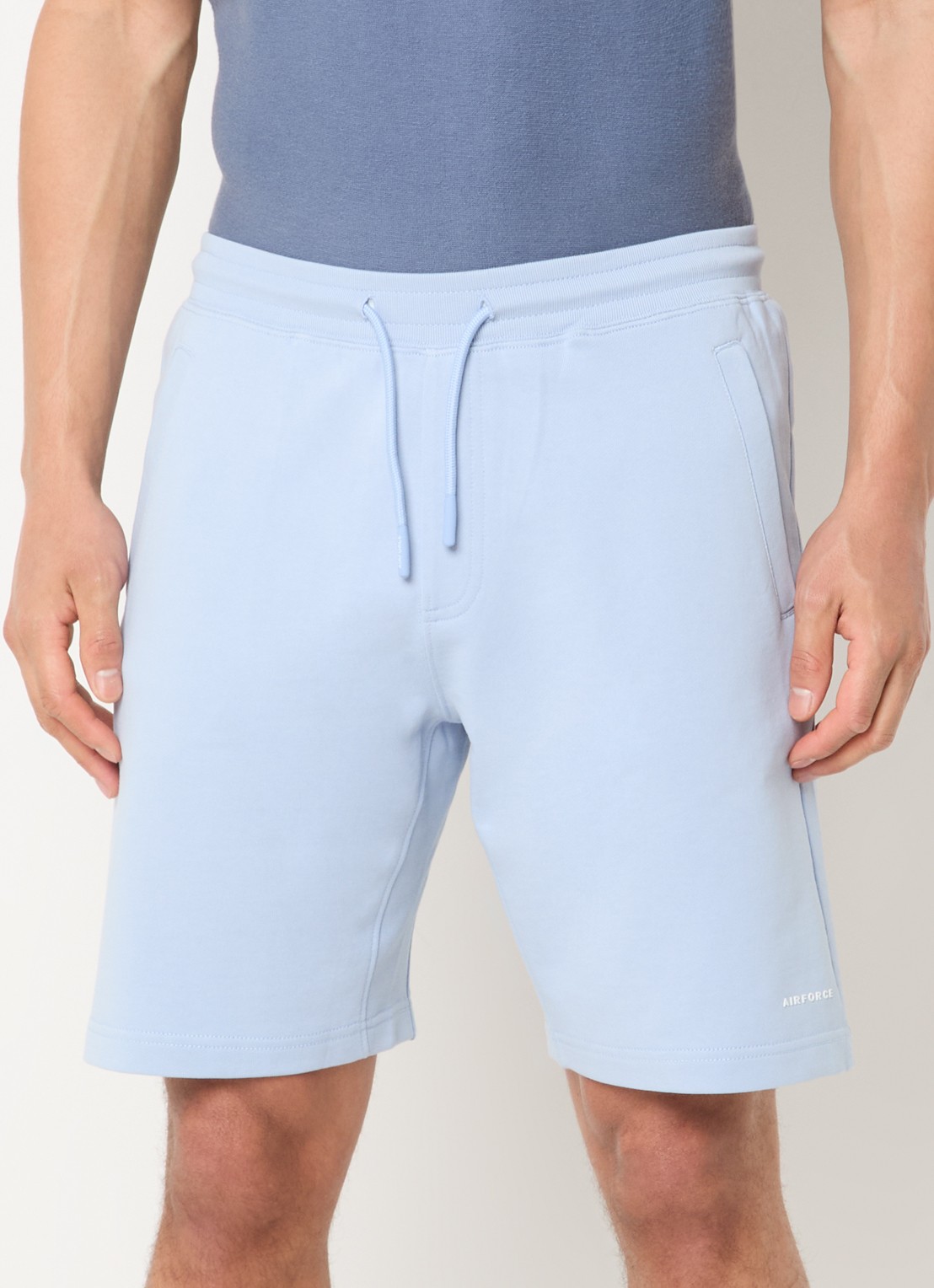 Airforce Straight fit korte joggingbroek met logo - detail 4 lichtblauw