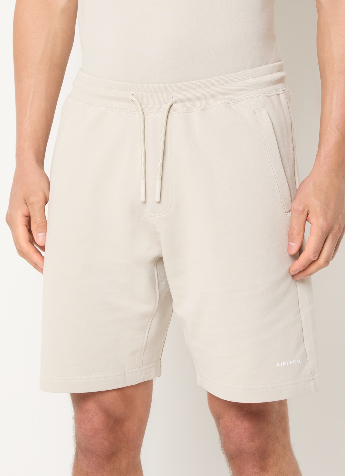 Airforce Straight fit korte joggingbroek met logo - detail 2 beige