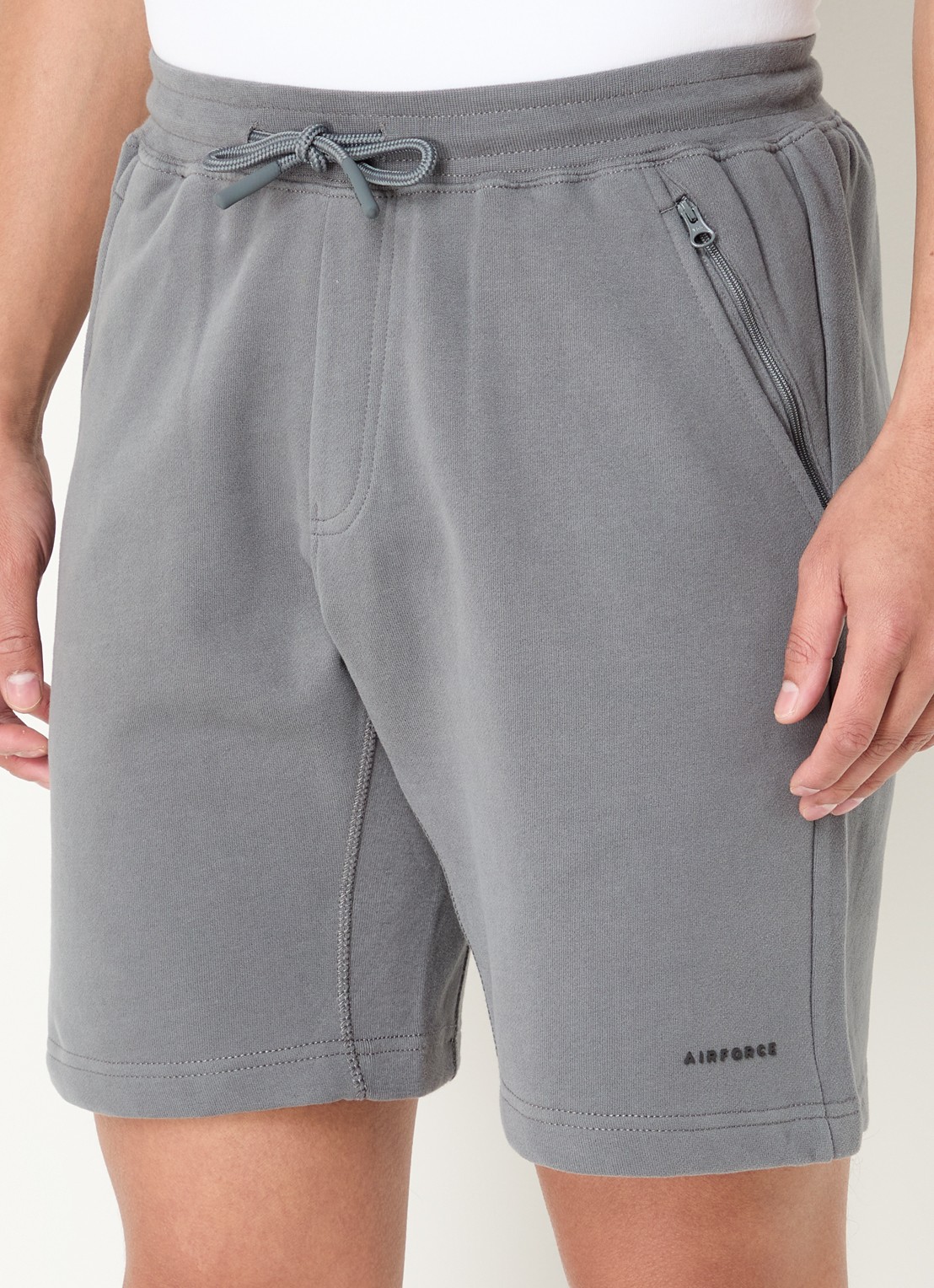 Airforce Straight fit korte joggingbroek van  katoen met logo - detail 4 donkergrijs