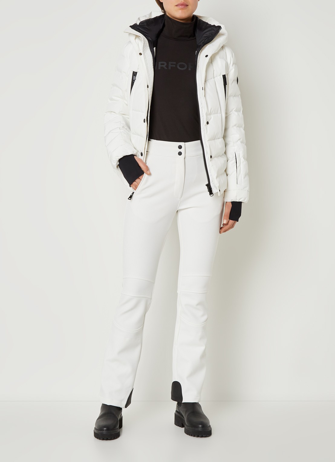 Airforce Sundance Mountain high waist flared skibroek met ritszakken - voorkant 3 wit