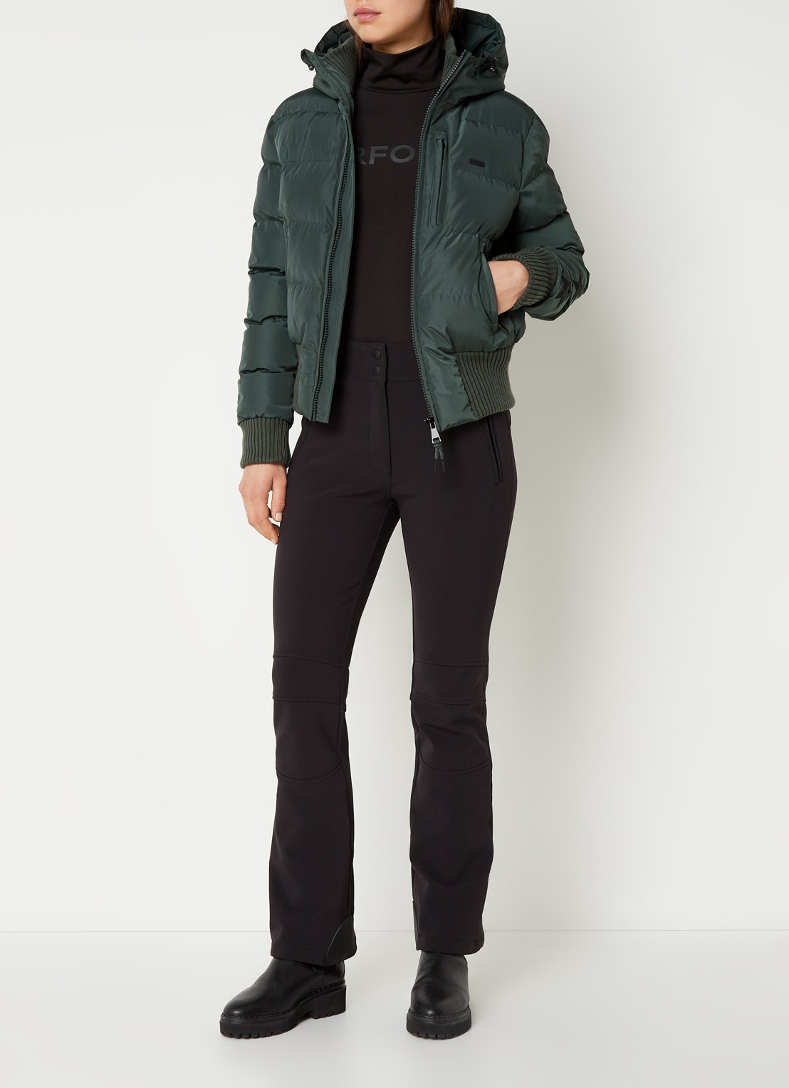 Airforce Sundance Mountain high waist flared skibroek met ritszakken - voorkant 2 zwart